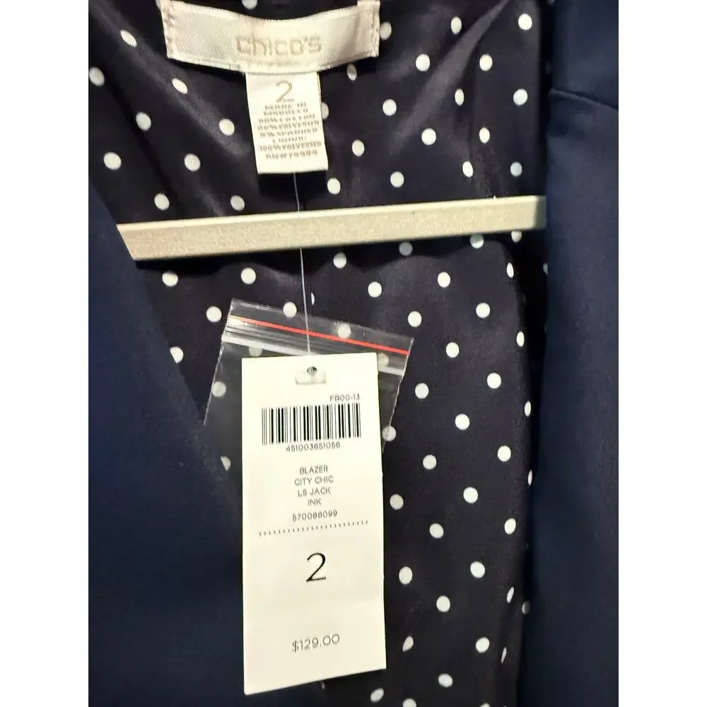 CHICO’S cotton blend navy blue blazer - size 2 (12-14/L)